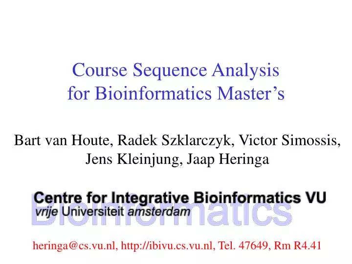 course sequence analysis for bioinformatics master s