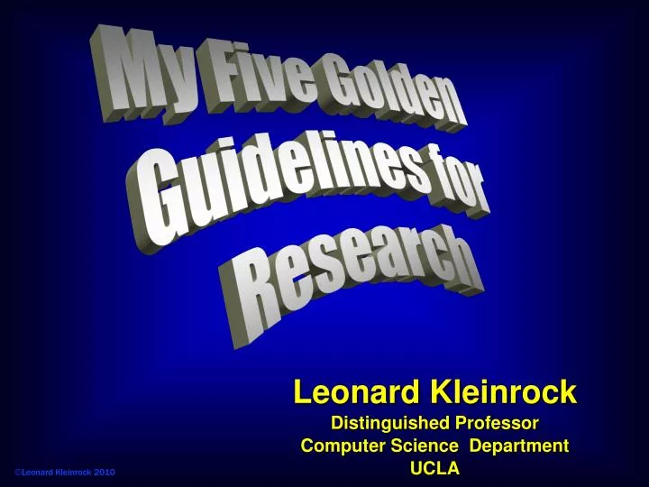 leonard kleinrock distinguished professor computer science department ucla