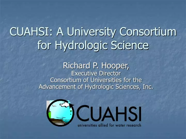 cuahsi a university consortium for hydrologic science