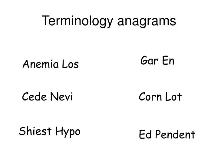 terminology anagrams