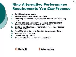 Nine Alternative Performance Requirements You Can Propose