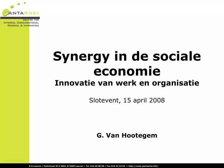 synergy in de sociale economie innovatie van werk en organisatie