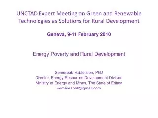 UNCTAD Expert Meeting on Green and Renewable Technologies as Solutions for Rural Development
