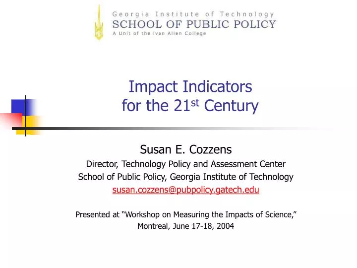 impact indicators for the 21 st century