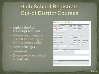 High School Registrars Out-of District Courses
