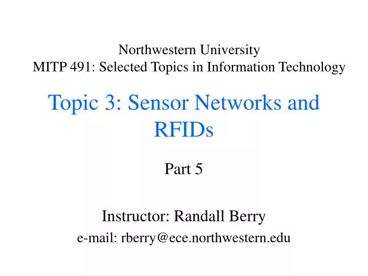 topic 3 sensor networks and rfids