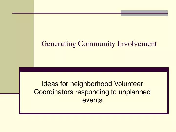 generating community involvement