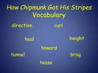 How Chipmunk Got His Stripes Vocabulary