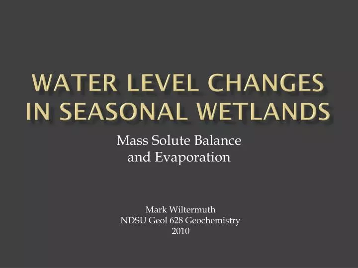 water level changes in seasonal wetlands