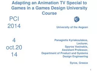 Adapting an Animation TV Special to Games in a Games Design University Course