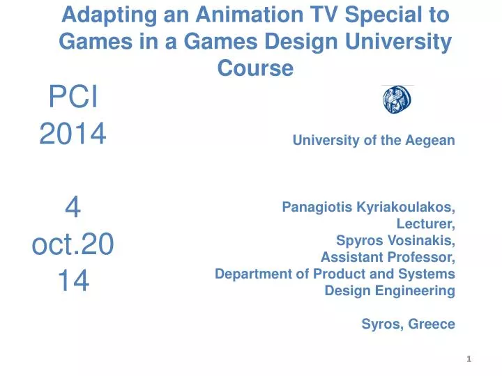 adapting an animation tv special to games in a games design university course