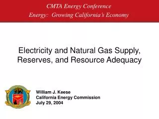 Electricity and Natural Gas Supply, Reserves, and Resource Adequacy