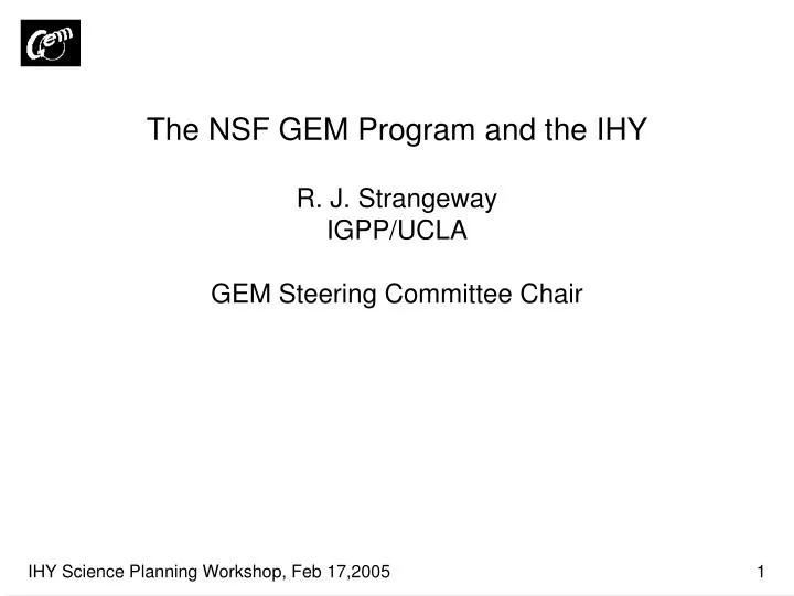 the nsf gem program and the ihy