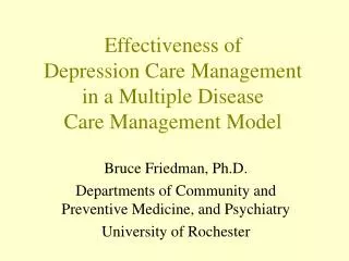 Effectiveness of Depression Care Management in a Multiple Disease Care Management Model