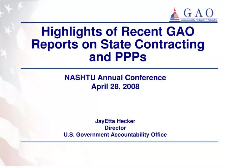 highlights of recent gao reports on state contracting and ppps