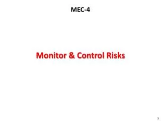 Monitor &amp; Control Risks