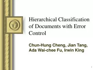 Hierarchical Classification of Documents with Error Control