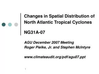 Changes in Spatial Distribution of North Atlantic Tropical Cyclones NG31A-07