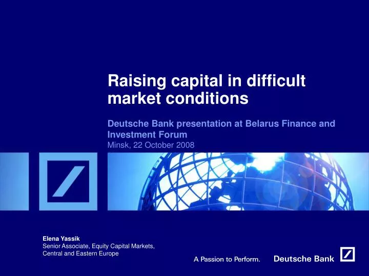 raising capital in difficult market conditions