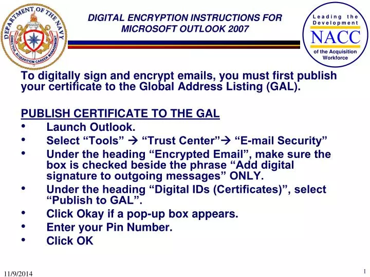 digital encryption instructions for microsoft outlook 2007