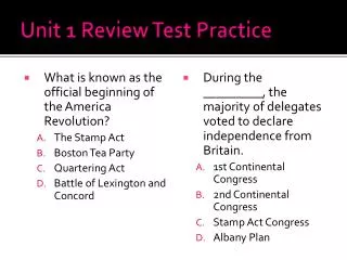 Unit 1 Review Test Practice