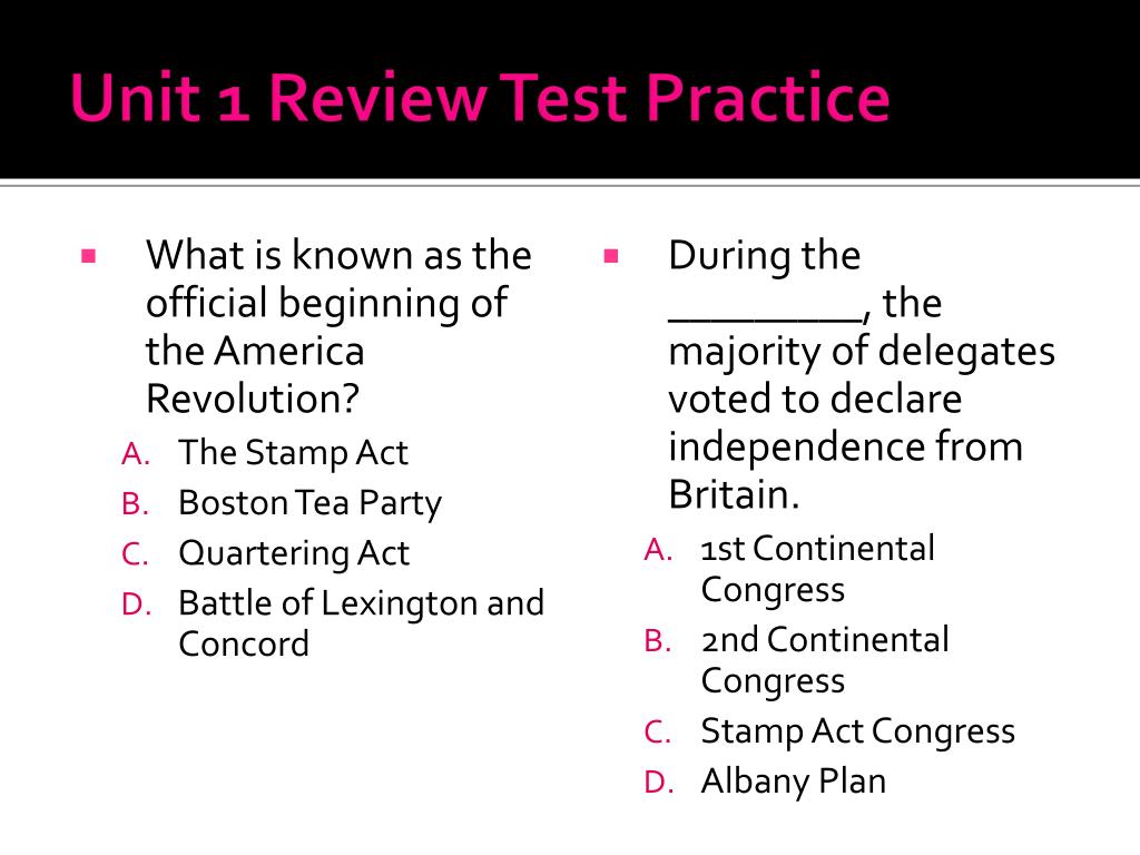 PPT - Unit 1 Review Test Practice PowerPoint Presentation, free ...