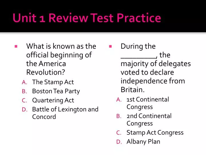 unit 1 review test practice