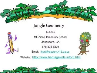 Joe E. Hart Mt. Zion Elementary School Jonesboro, GA 678-378-8229 Email: jhart@clayton.k12.ga