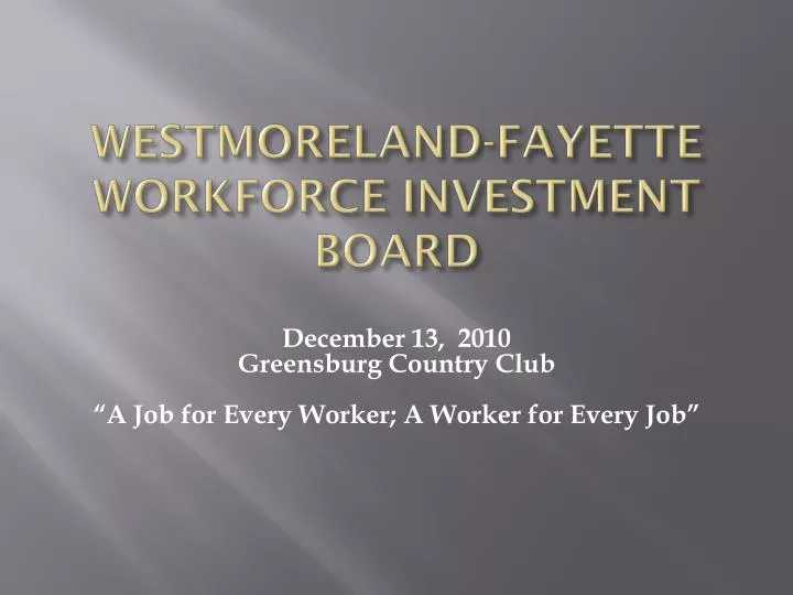 westmoreland fayette workforce investment board
