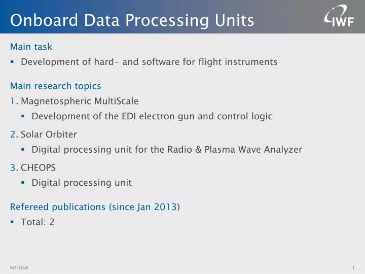 onboard data processing units
