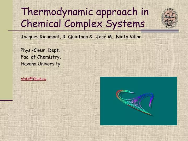 thermodynamic approach in chemical complex systems