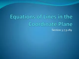 Equations of Lines in the Coordinate Plane