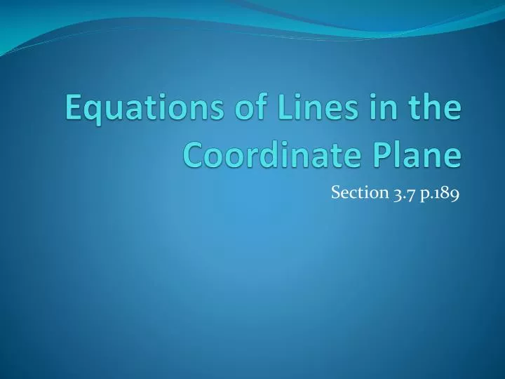 equations of lines in the coordinate plane
