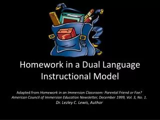 Homework in a Dual Language Instructional Model