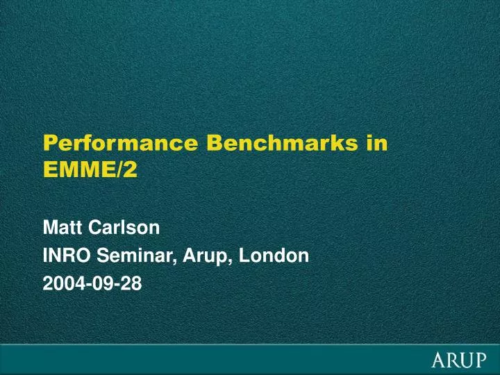 performance benchmarks in emme 2