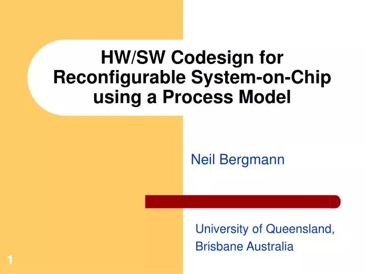 hw sw codesign for reconfigurable system on chip using a process model