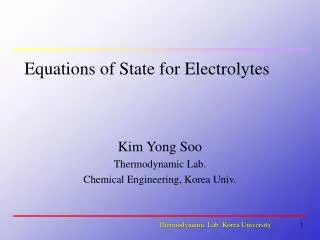Equations of State for Electrolytes