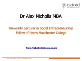 Dr Alex Nicholls MBA