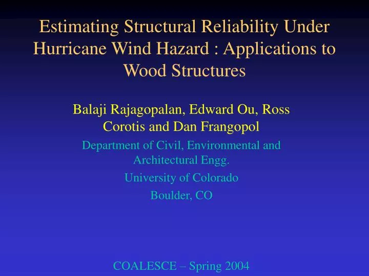 estimating structural reliability under hurricane wind hazard applications to wood structures
