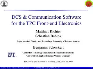 DCS &amp; Communication Software for the TPC Front-end Electronics