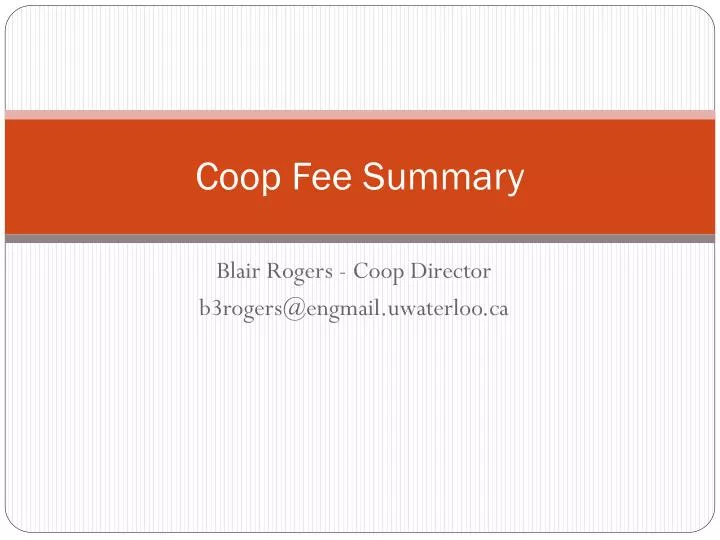 coop fee summary