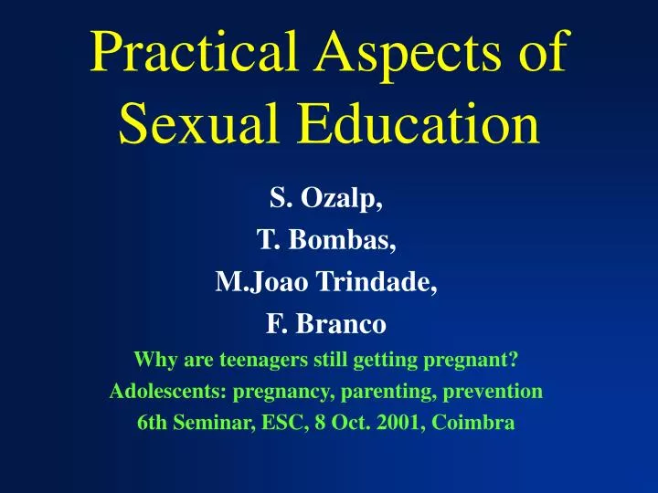 practical aspects of sexual education