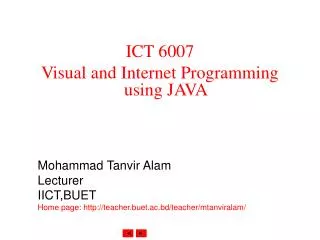 ICT 6007 Visual and Internet Programming using JAVA
