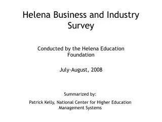 Helena Business and Industry Survey