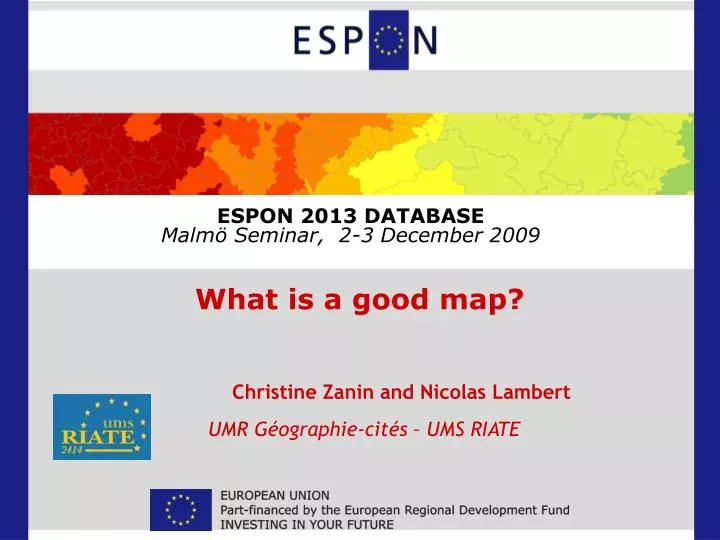 espon 2013 database malm seminar 2 3 december 2009