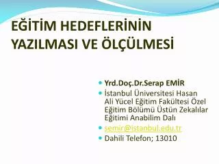 e t m hedefler n n yazilmasi ve l lmes