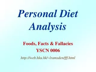 Personal Diet Analysis