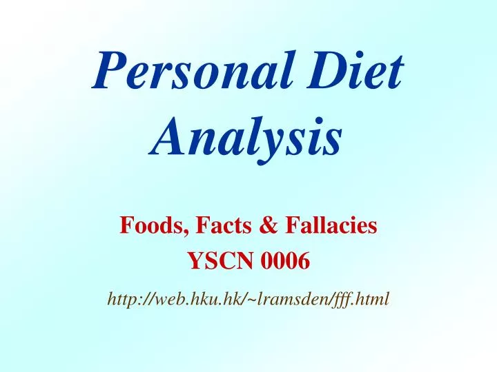 personal diet analysis