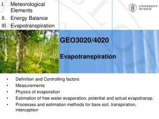 GEO3020/4020 Evapotranspiration