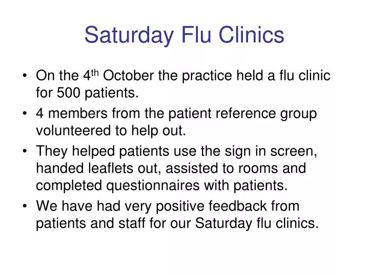 saturday flu clinics